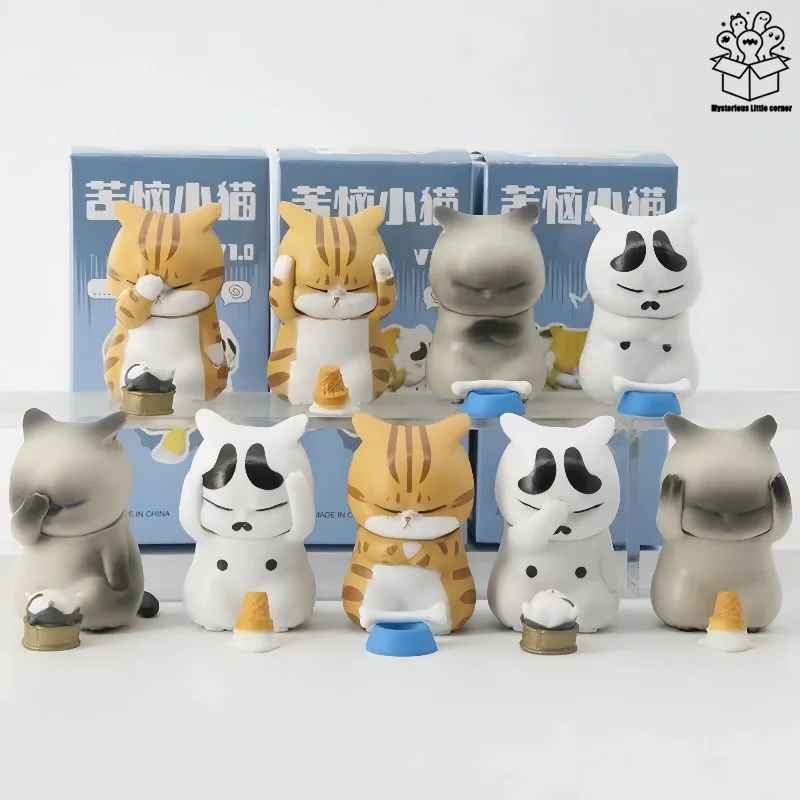 

Желане о кошачьей слепой коробке, фигурки, настольные декоративные предметы, беспокойства о о оранжевом кошке, фигурки кукол, милые подарки-сюрпризы