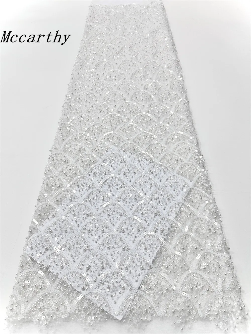 Afrykańska luksusowa tkanina koronkowa z cekinami i koralikami 2025 wysokiej jakości dla pana młodego, nigeryjska suknia ślubna, haftowana francuska tiulowa tkanina do szycia, 5 jardów