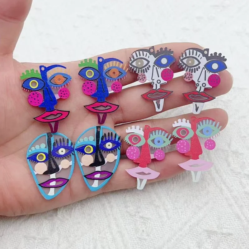 10 pieces of acrylic double-sided abstract irregular Van Gogh portrait pendant DIY earrings keychain accessories materials