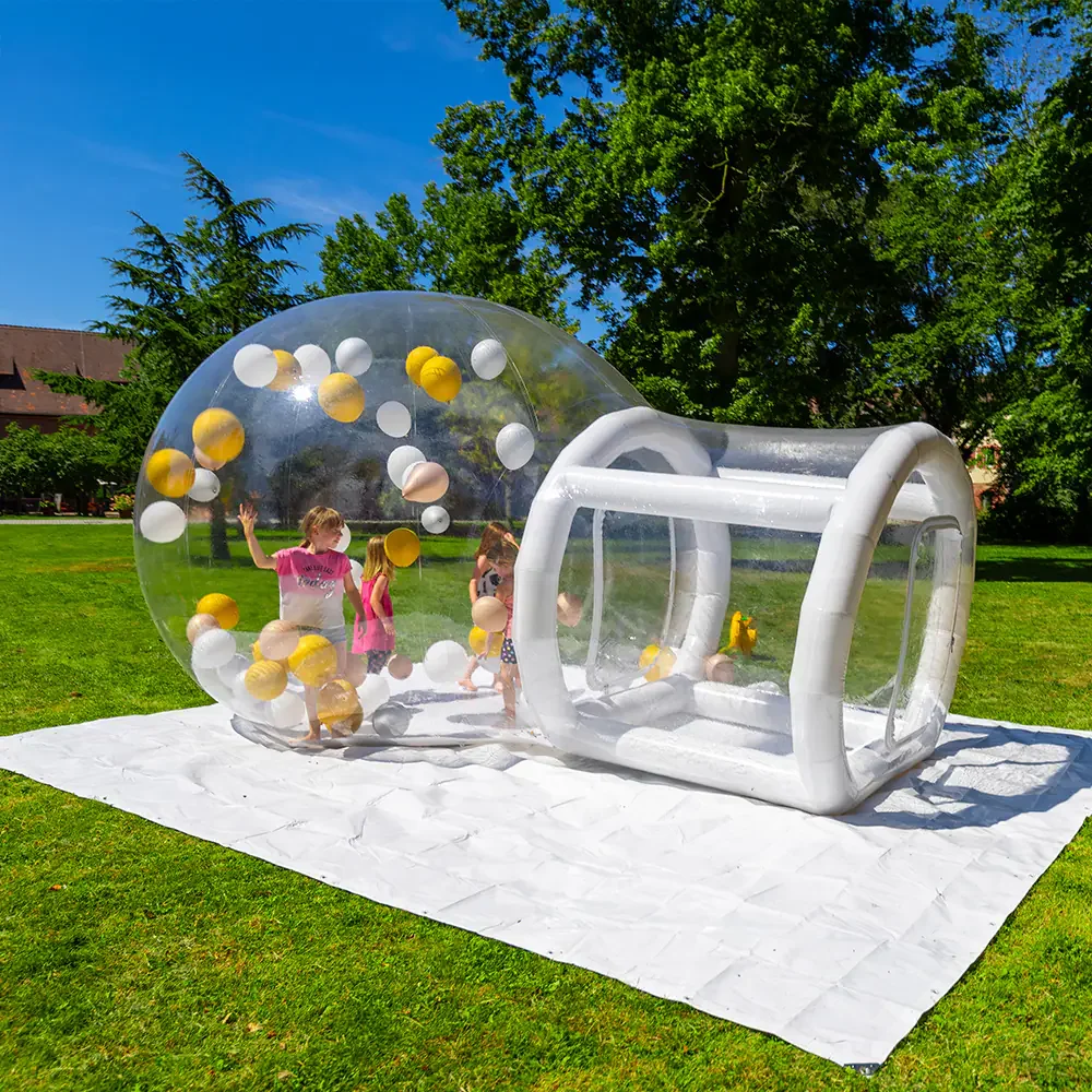 Casa de globos de fiesta para niños, cúpula iglú de cristal inflable transparente gigante, casa de burbujas inflable transparente