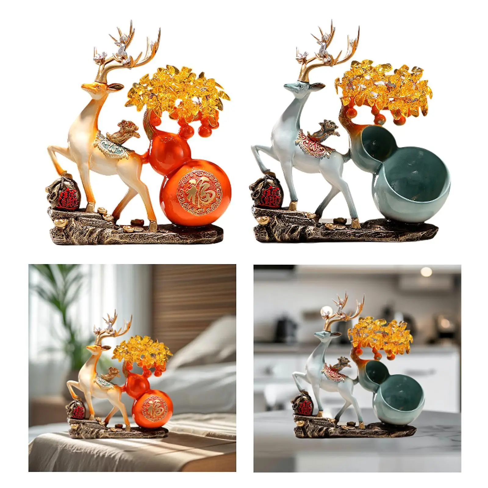 

Deer Sculpture Chinese Design Deer Ornament for Bookshelf Hotel Living Room