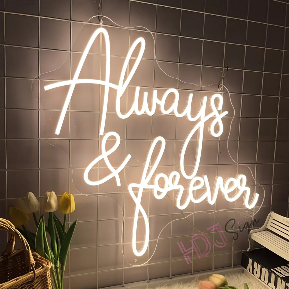 Always & Forever Neon Led Sign Wedding Supplies Decor Bedroom Decoration Wedding Room Neon Lights Wall Decor Party Bar Neon Sign