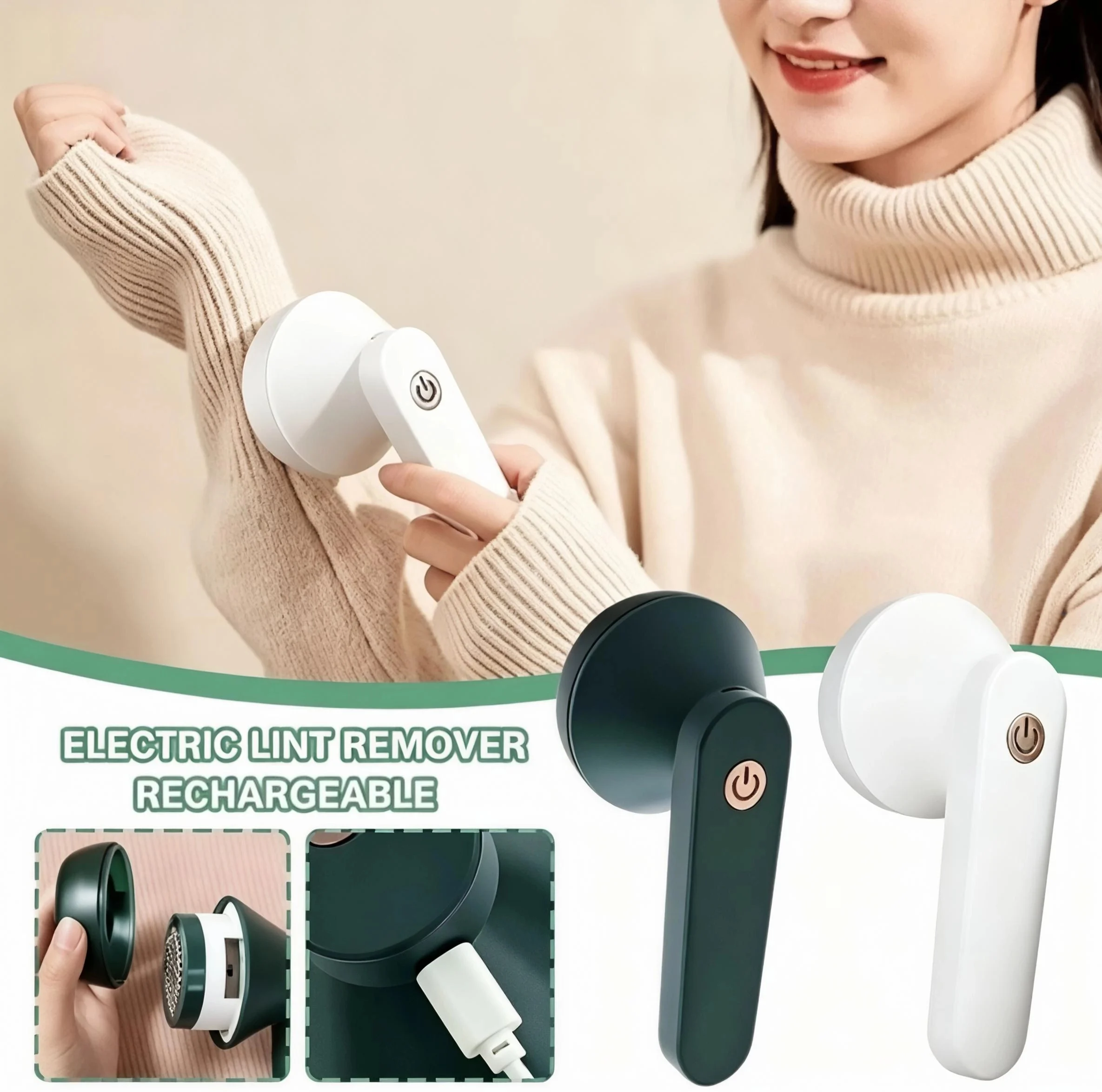 Rechargeable Electric Lint Remover 6 Blades Stainless Steel Fabric Shaver Clothes Fuzz Trimmer for Sweater Carpet Couch Sofa