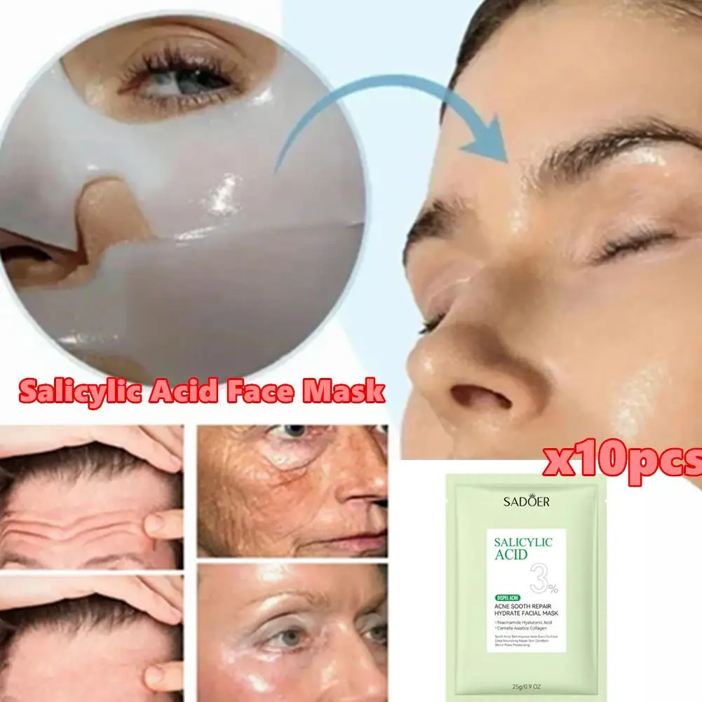 

5pcs Salicylic Acid Face Mask Moisturizing Nourishing Firming Hydrating Facial Masks Face Sheet Mask Skin Care