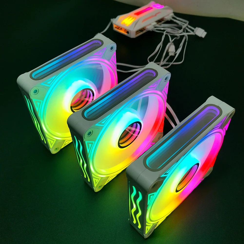 Dm1 kühler lüfter argb pc cpu geräuschloses gehäuse leuchtender lüfter 4.72 "kühlung pc lüfter mit hydraulischem lager geräuscharmer computer rgb gehäuse lüfter