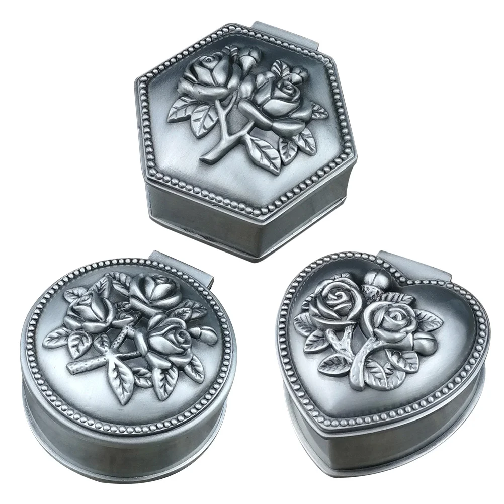 3Pcs Vintage Jewelry Boxes Compact Rings Storage Cases Jewelry Gift Storage Organizer Durable Craftsmanship Portable Trinket
