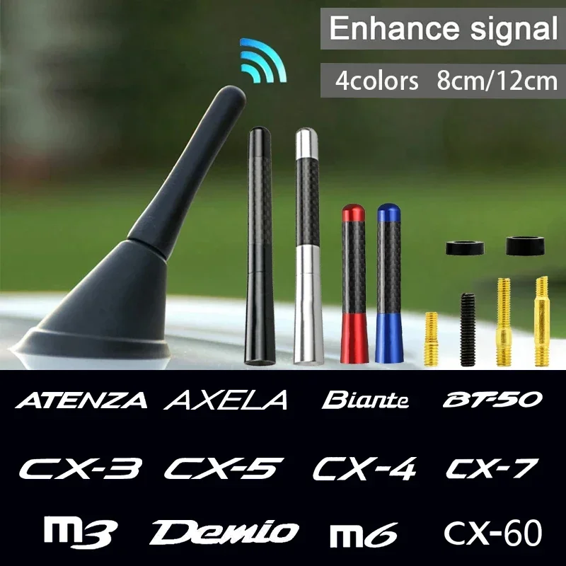 8CM 12CM Alloy Car Antenna Radio for Mazda CX60 Cx50 CX9 CX8 CX7 BT50 Biante AXELA  ATENZA Premacy Skyactiv Logo Auto Accessory