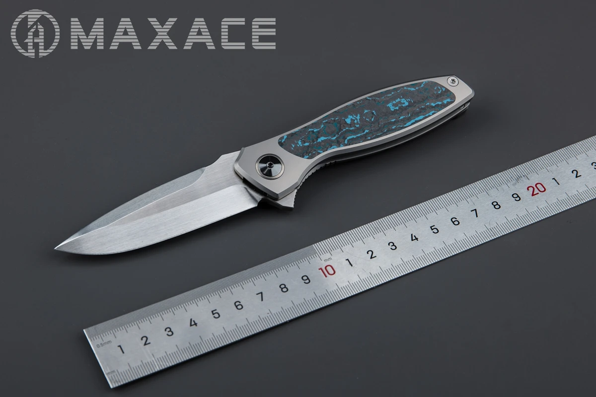 Maxace Perseus CPM-MAGNACUT Timascus Inlay Folding Knife Tactical Survival Knife for Hunting Camping Fishing Fruit Cutting Tool