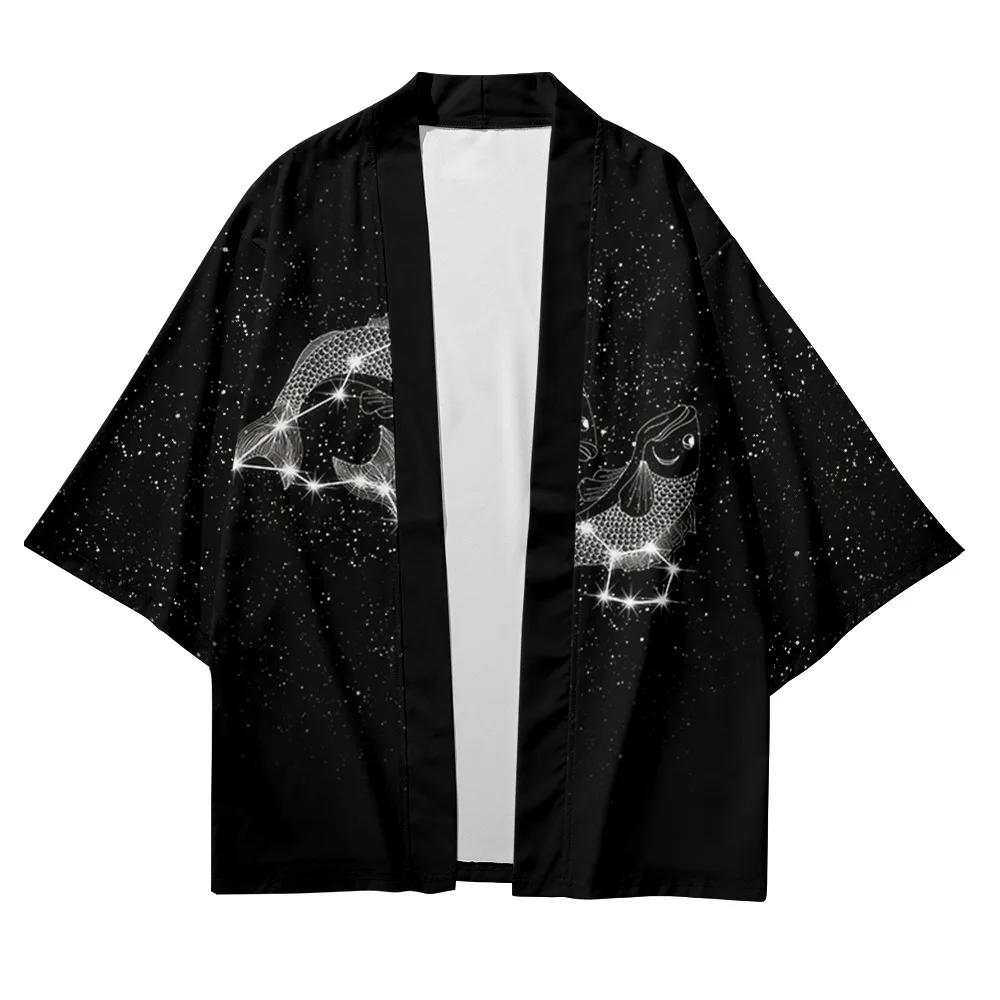 Traditional Samurai Kimono Men Constellation Pattern Cosplay Haori Female Women Cardigan Yukata Shirt Summer Robe