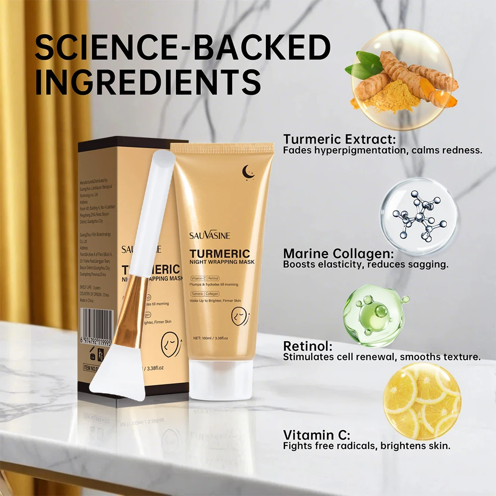

Turmeric Night Wrapping Mask Hydrating Moisturizing Brightening Peel-Off Mask Korean Skin Care Masks Skin Firmnes For Nighttime