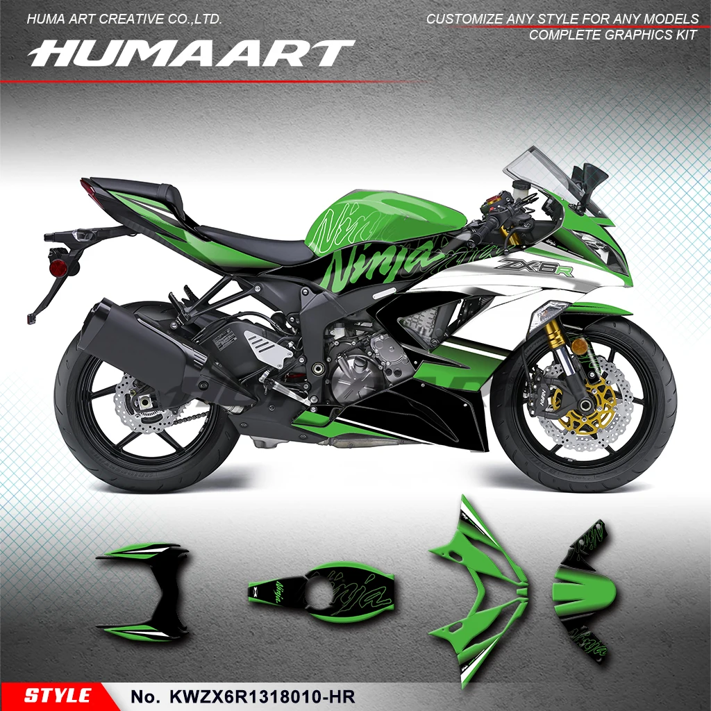 HUMAART Racing Graphics Adhesive Sticker Vinyl Decals for Kawasaki Ninja ZX-6R ZX 6R 636 2013 2014 2015 2016 2017 2018,Refurbish