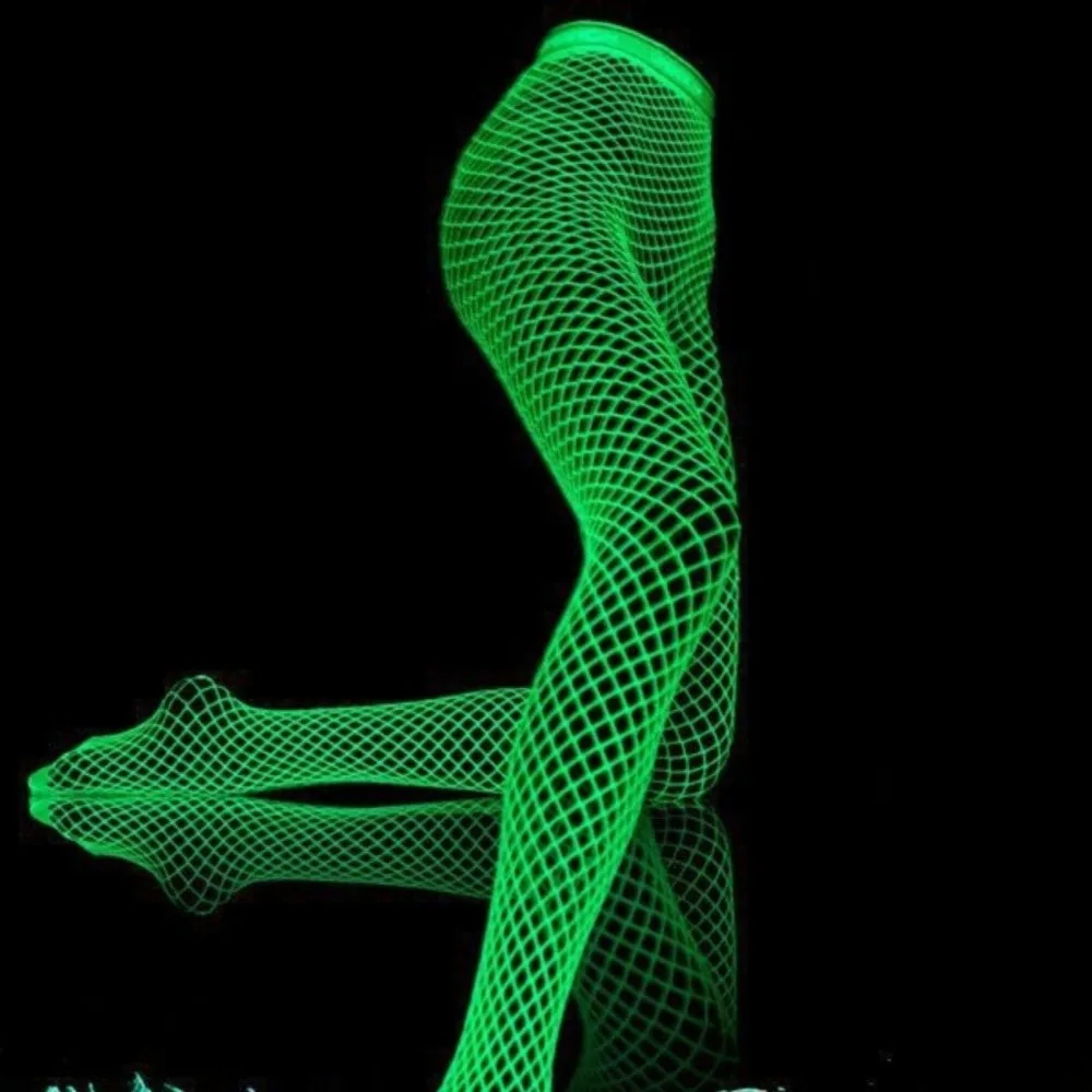 Glow-in-the-Dark Fishnet Body Stockings High Waist Stretch Women's Long Socks Elasticity Shaping Sexy Mesh Leggings Women's Wear