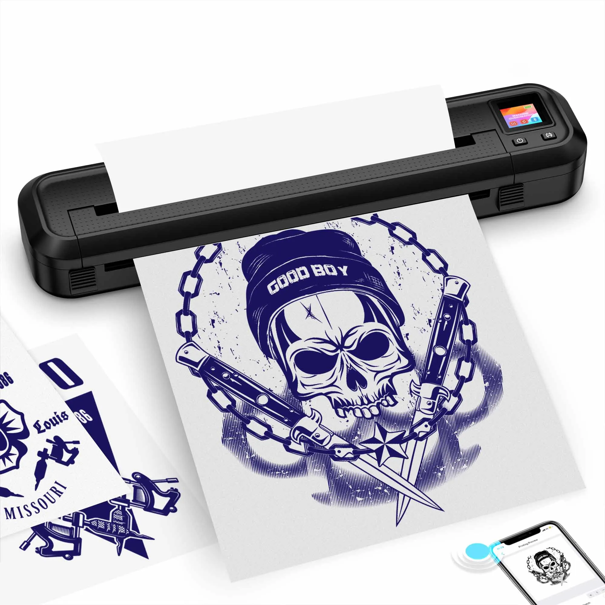 New Wireless Tattoo Stencil Printer with LCD Screen Temporary Bluetooth Tattoo Transfer Machine Inkless A4 Thermal Printer