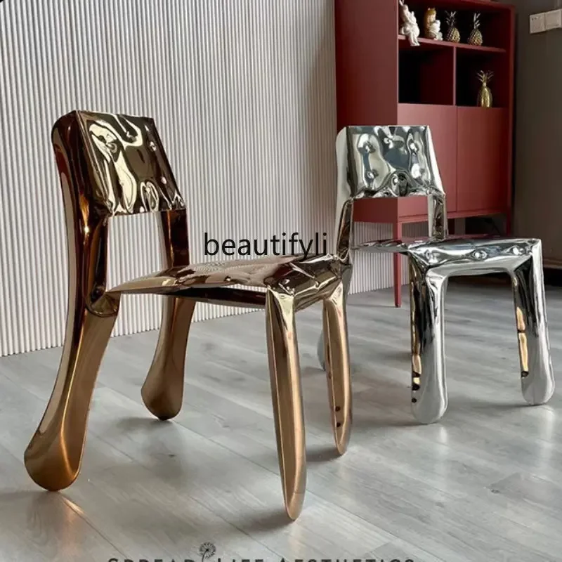 Stainless Steel Metal Dining Chair Balloon Shoe Changing Stool FRP Chair Couch Leisure Chair Low Stool Furniture