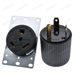 American 125V 30A NEMA TT-30P TT-30R US Generator plug socket Anti-off industrial power plug socket inline wire connector