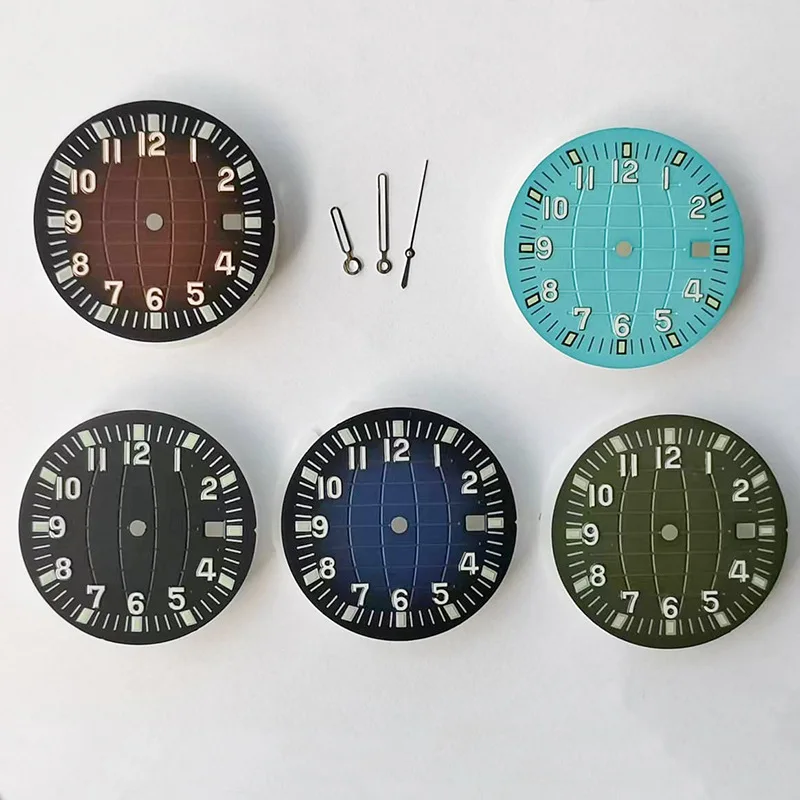 

31.3MM Dial Needle Combination Set Green Luminous Nautilus Grenade Applicable Movement NH35 2813 8215 2836 Automatic Mechanical