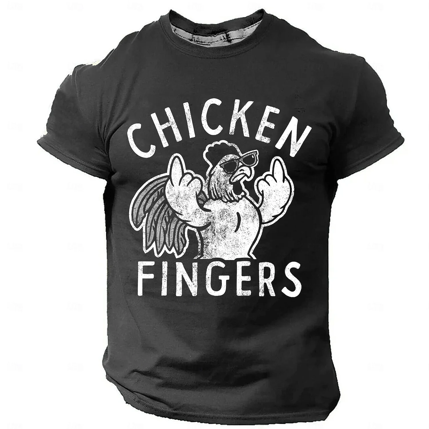 Summer men's casual T-shirt with high-quality 3D printing cartoon middle finger chicken men's daily sports running cool top