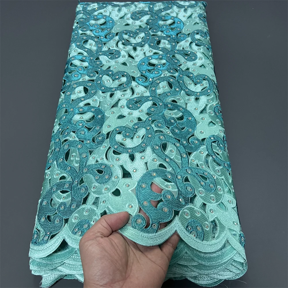 2025 African Nigerian High-Quality Embroidery Sequins Tulle Lace Fabric Guipure Beads for Prom Dresses Cotton 5 Yard PS0080 view 6