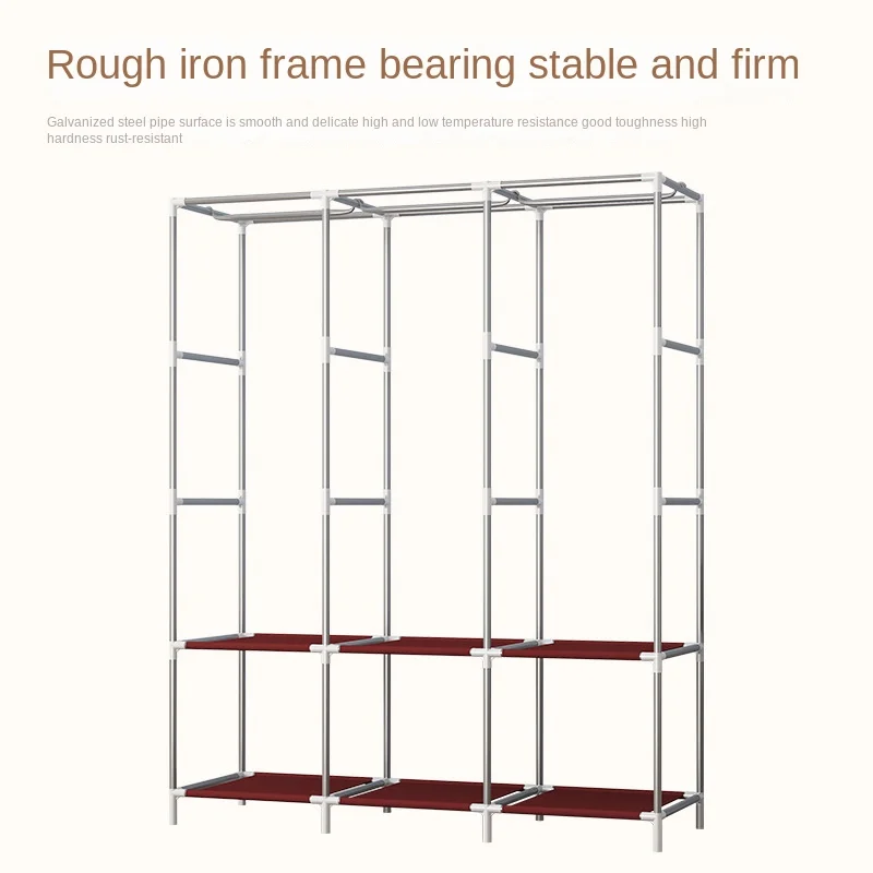 Simple wardrobe assembly wardrobe household simple storage fashion steel frame modern cloth wardrobe