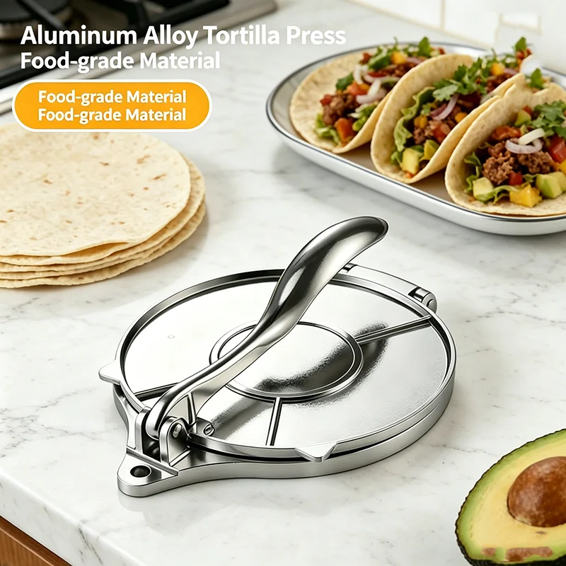 Household Aluminum Alloy Round Tortilla Press, Manual Multi-functional Dough & Dumpling Skin Maker