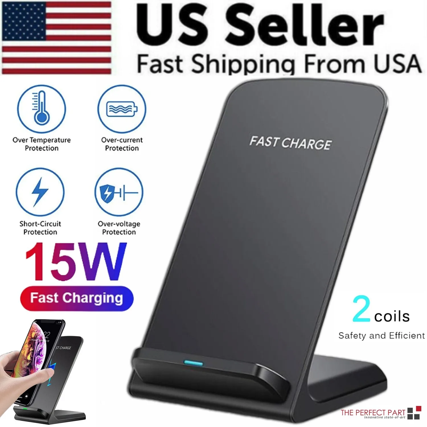 Wireless Fast Charger Charging Pad Stand Dock For Samsung Galaxy iPhone Phone