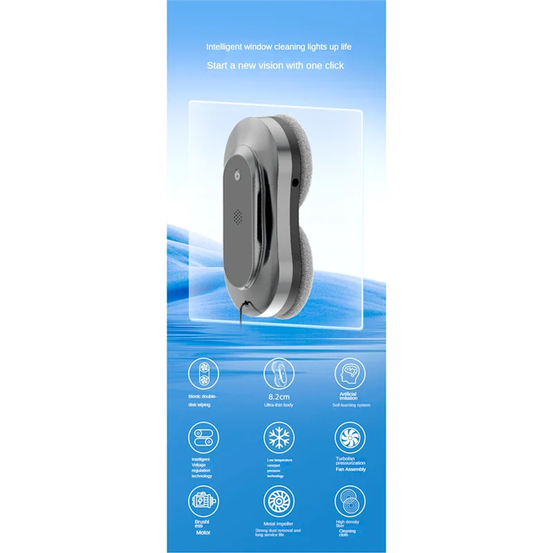 Automatic Water Spray Window Cleaning Robot With Ultra-Thin Body, Auto Path Planning & Powerful 3500Pa Suction EU Plug Durable
