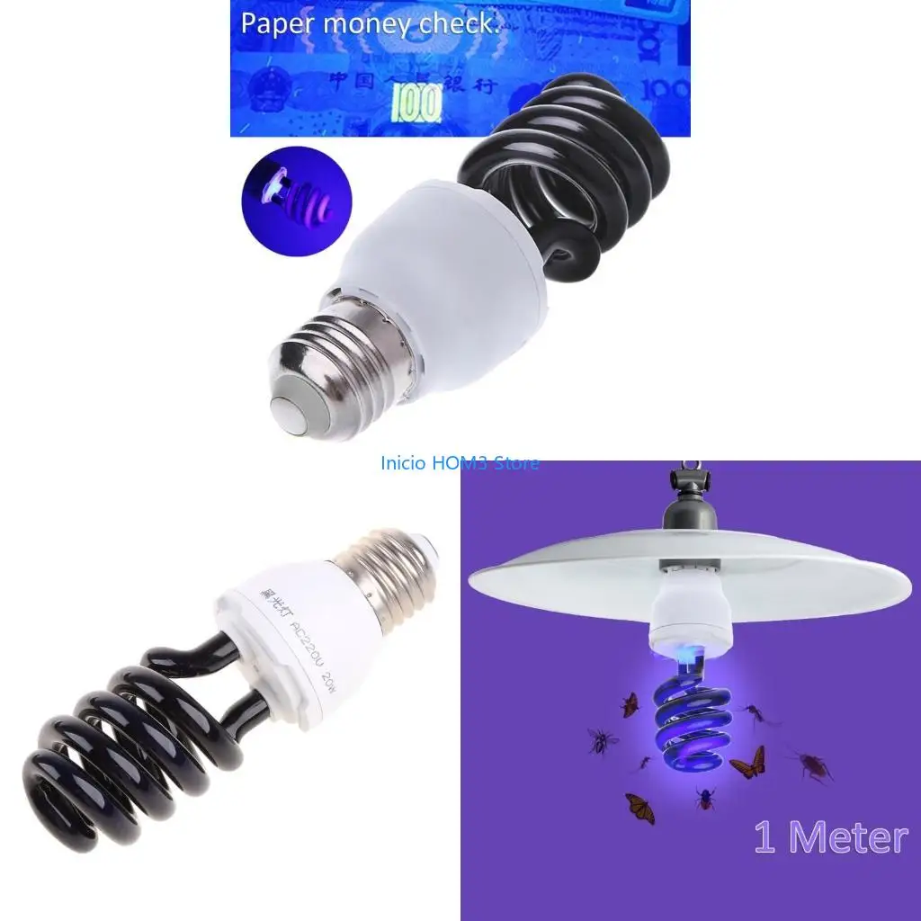 

A5YD 220V 20W E27 Fluorescent Blacklight CFL Light Bulb Lamp Replacement