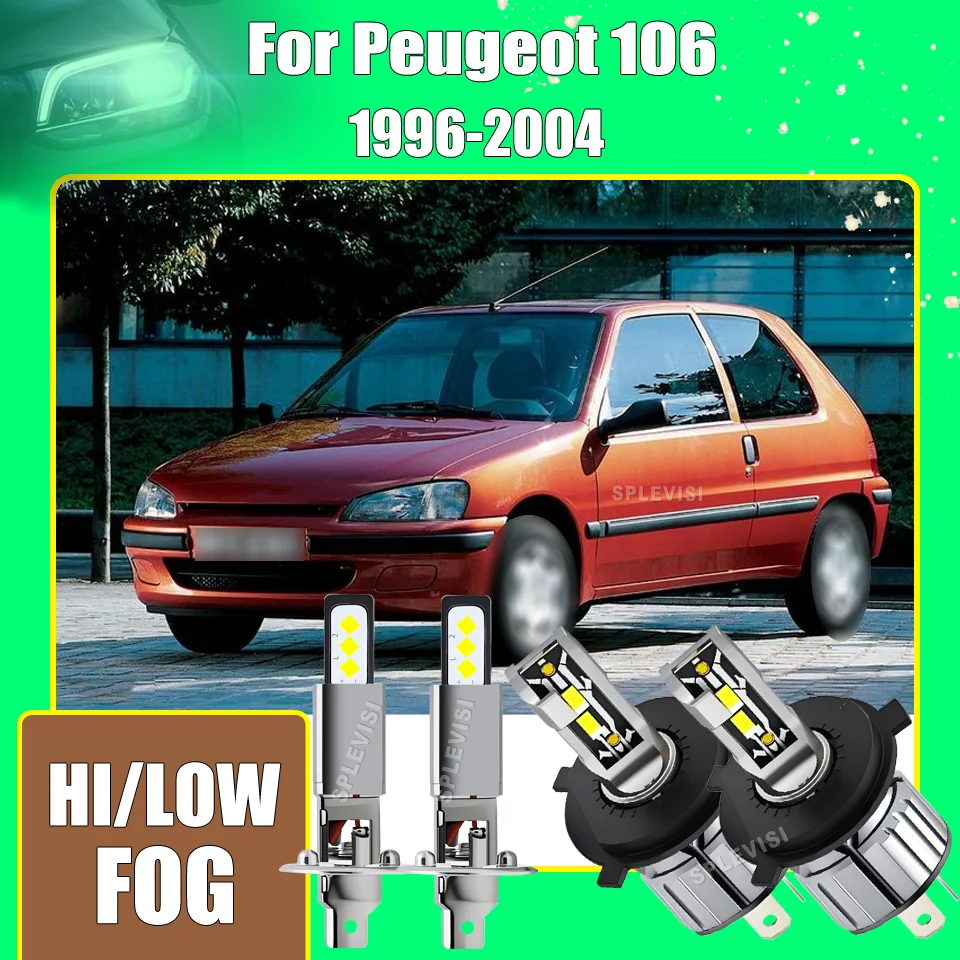 

Waterproof H4 H1 LED Headlight Foglight Install and use immediately For Peugeot 106 1996 1997 1998 1999 2000 2001 2002 2003 2004