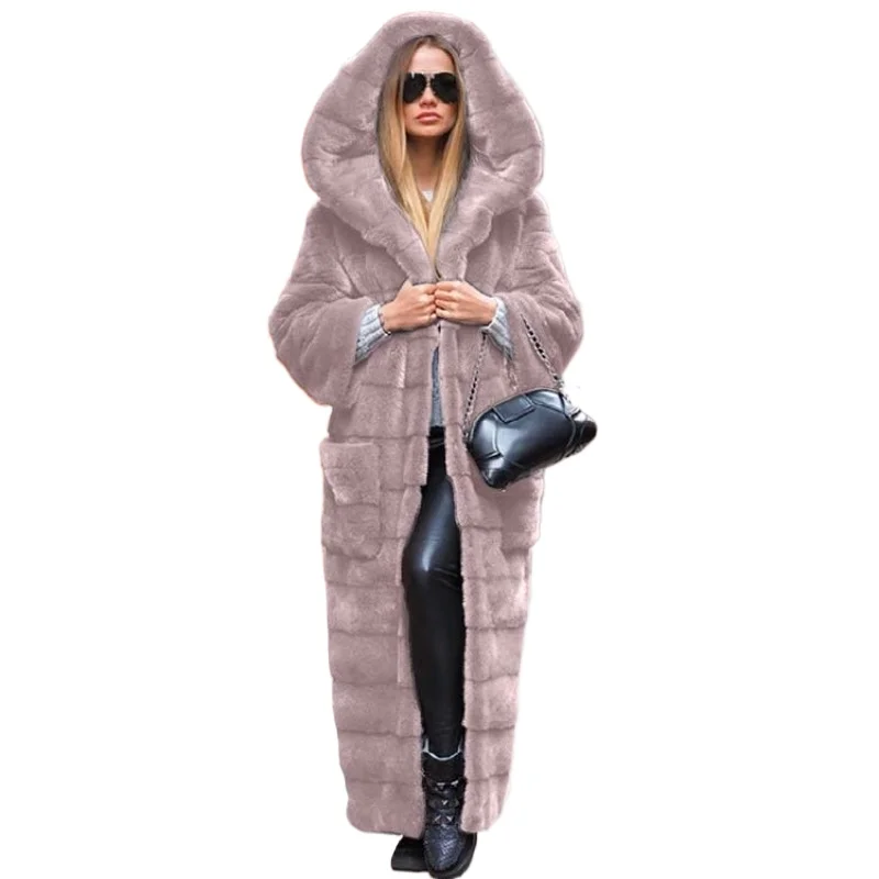 

Новое осеннее пальто из искусственного меха, хлопковое пальто с капюшоном, утепленное длинное плюшевое пальто, женские плащи из искусственного меха, темпераментные поездки на работу