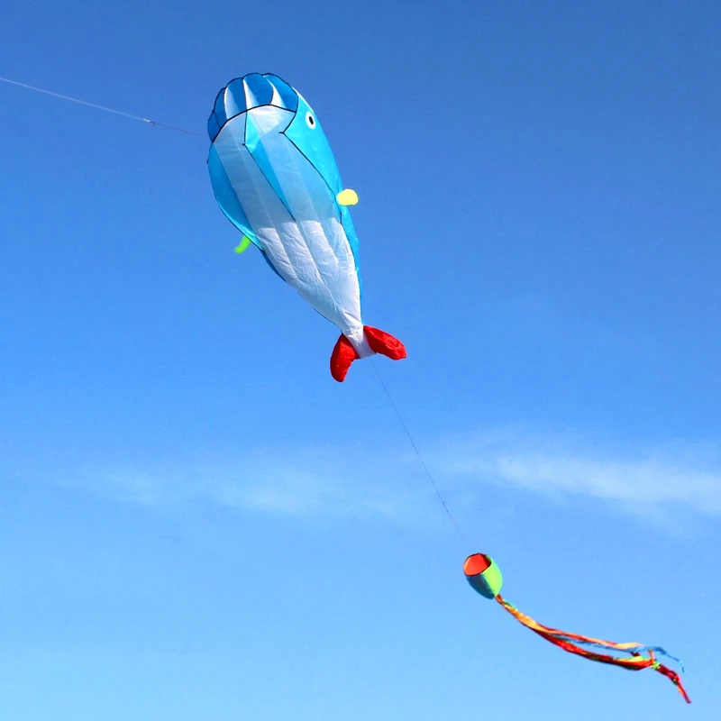 จัดส่งฟรีขนาดใหญ่Kite Dolphin KiteไนลอนKite Line Animated Kites Flying Inflatable Drag Kite Flying Kitesของเล่นสําหรับเด็ก