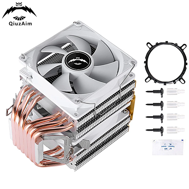 

QiuzAim Efficient Cooler Processor CPU Cooling PC Fan Twin Towers 6 Heat Pipe Installing LGA775 115x 1200 1700 1366 AMD am4 am5