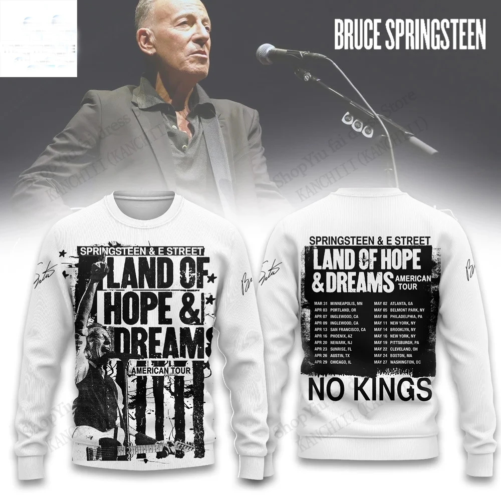 Metal Bruce Springsteen Street Band Album 3D Print Long Sleeve T-shirt Men Women Fashion Hip Hop Vintage Tops Tees Rock Camiseta