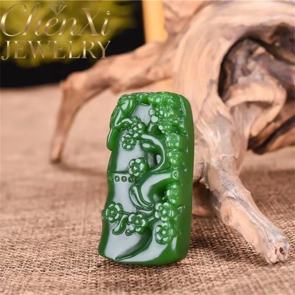 

High-end Natural Hetian Jade Bamboo-Section Plum Blossom Pendant Luxury Quality Fashion Fine Jewelry Exquisite Elegant Charms