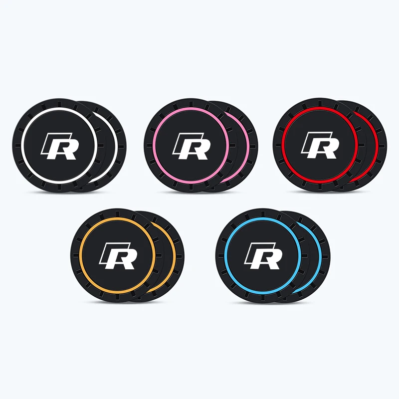 2pcs Car Silicone Non-slip Water Coaster Cup Holder Bottle Mats For VW R Scirocco Jetta Beetle Golf Passat Tiguan Sharan Touran