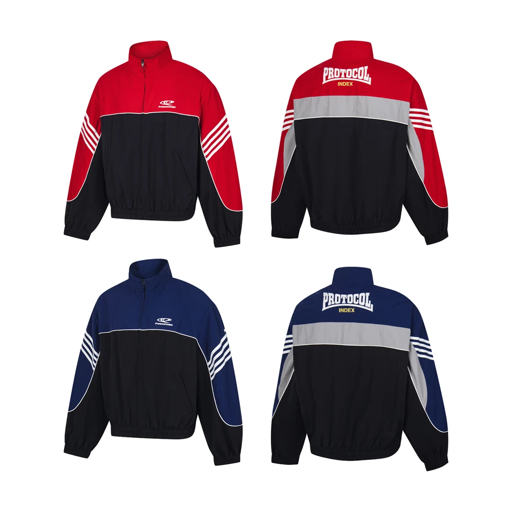 

25fw protocol index high quality Zipper Red patchwork Jacket Men Women High Quality Jackets Coat