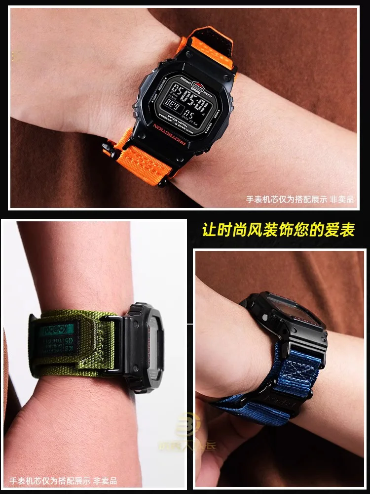 الرياضة النايلون قماش حزام الساعات ل كاسيو G-shock Dw5600 gw-m5610 Gw-b5600 GA2100 GM2100 GM-5600 حزام ساعة اليد الرجال الغوص سوار
