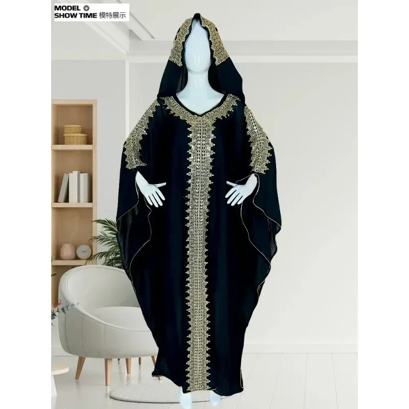 Eid Hooded Abaya Women Muslim Boubou Djellaba Long Maxi Dress Dubai African Kaftan Islam Morocco Caftan African Clothing 3