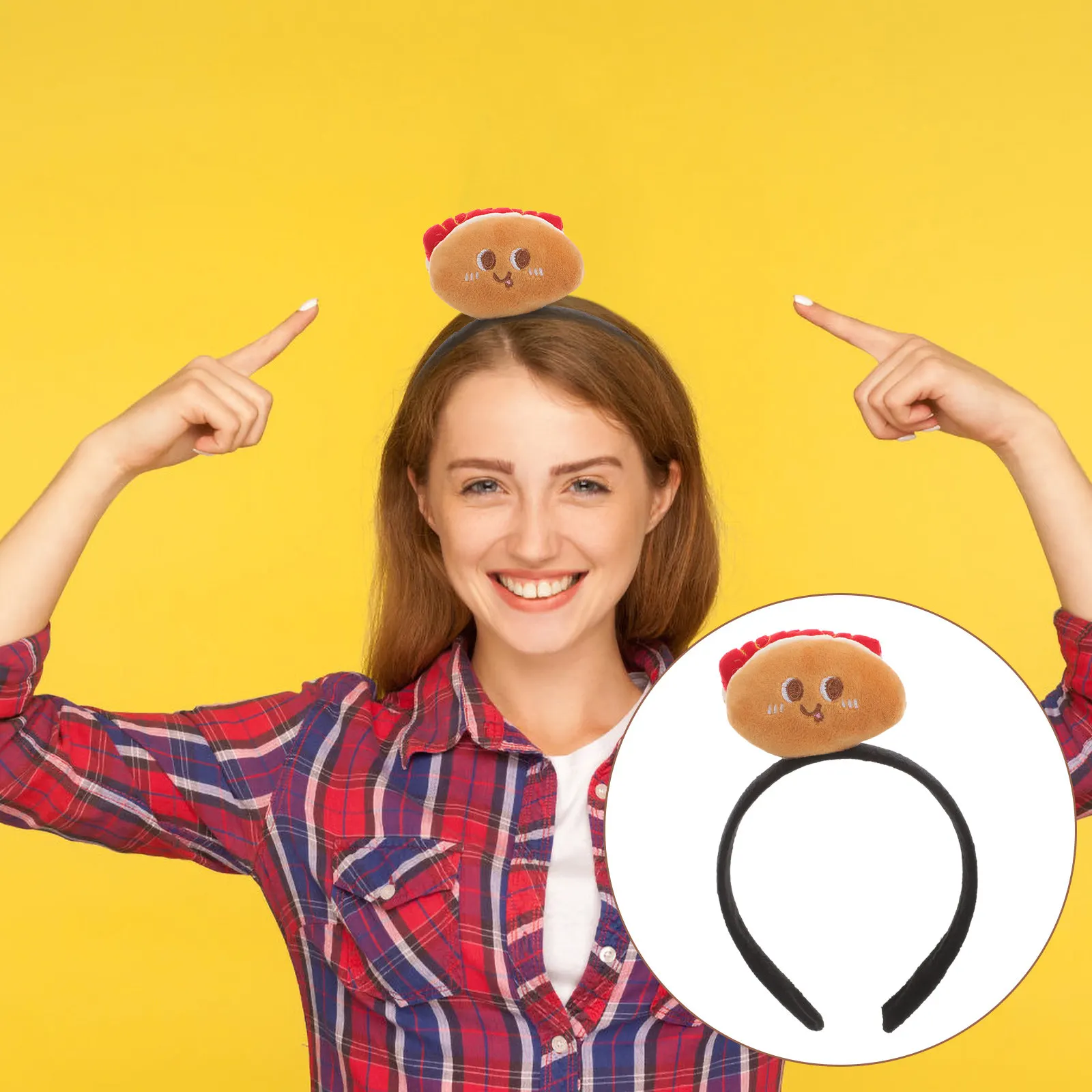 

Cartoon Hot Dog Headpiece Novelty Accessory Cloth Material Halloween Costume Party Women Adults Hair Styling Tools