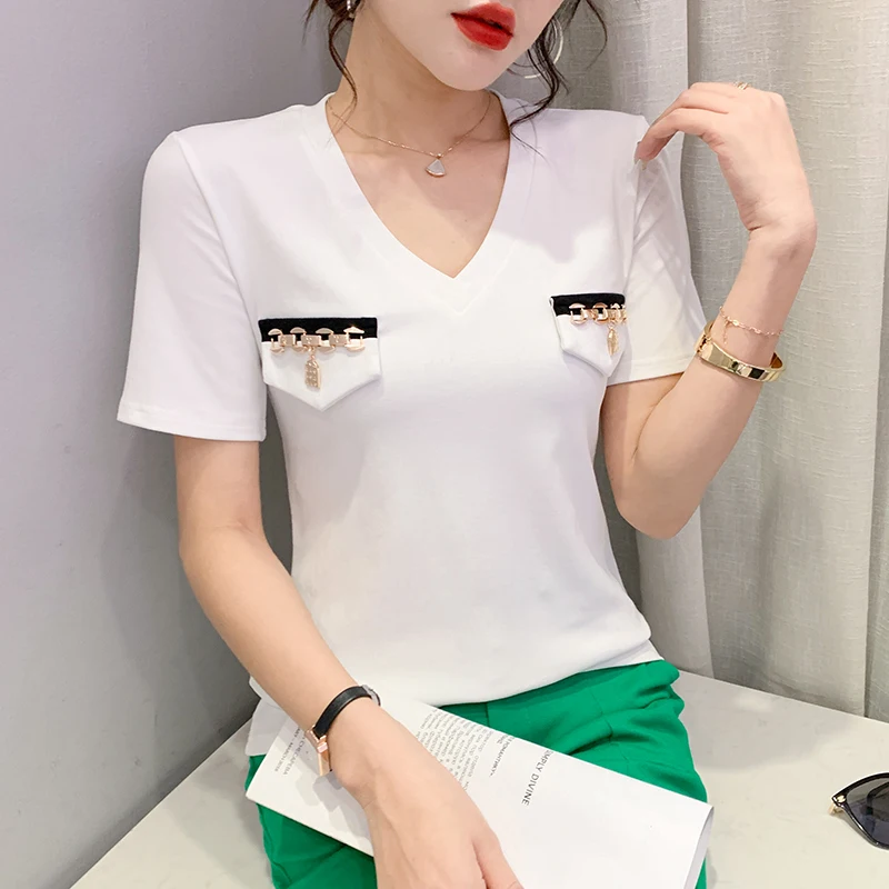 

European Style Ladies Fashion Sexy Hot Fix T Shirts for Women Clothing Female Girls Vintage Gothic Aesthetic Woman Tops BPy9158