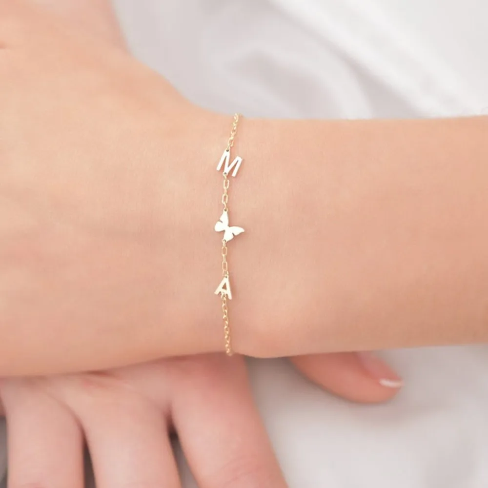 

Custom A - Z Alphabet Letter Bracelet Customized Personalized Family Jewelry Initial Name Bracelets Mom Birthday Gift