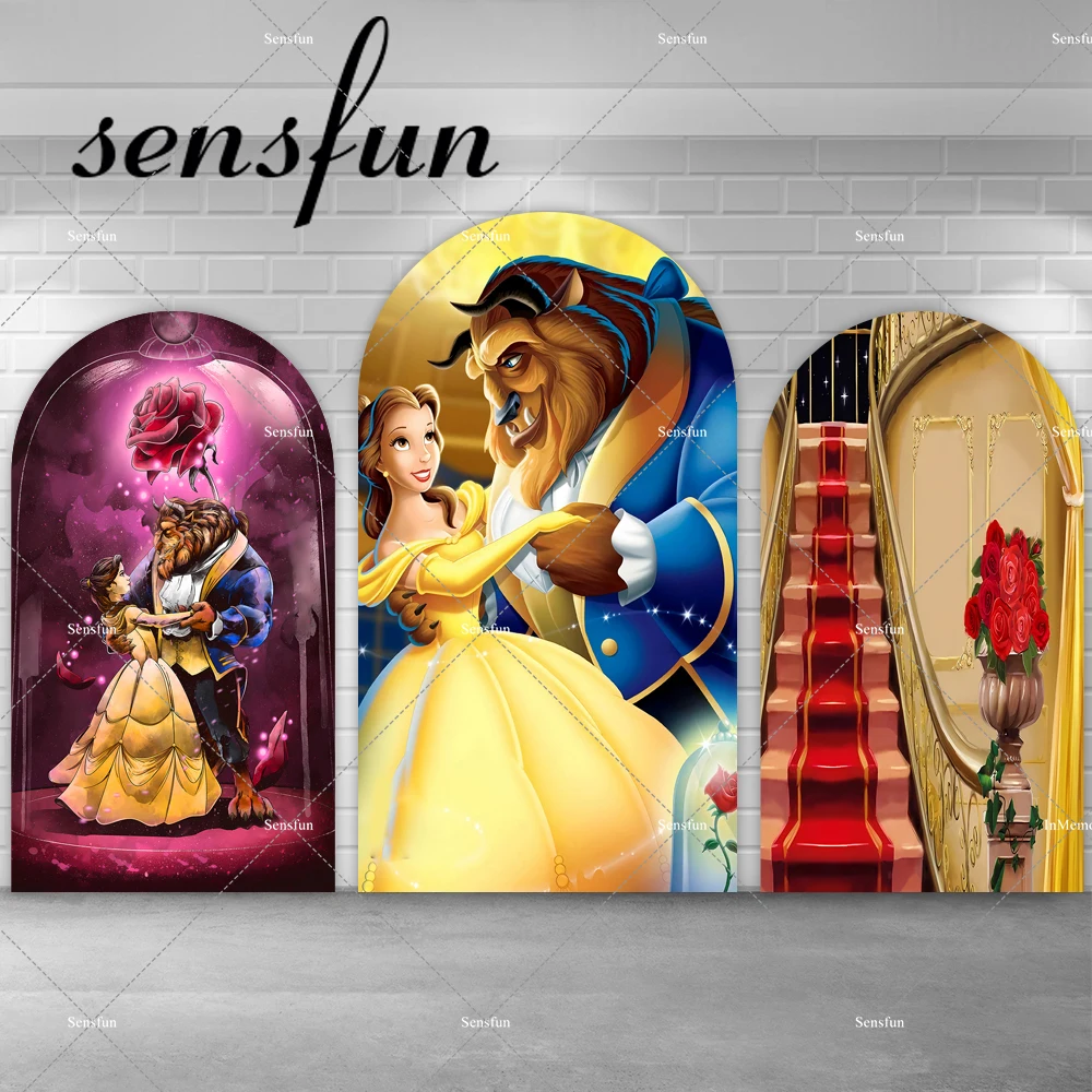 

Beauty and The Beast Princess Belle Chiara Wall Arch Backdrop Cover for Girls Baby Shower Birthday Party Photography Background