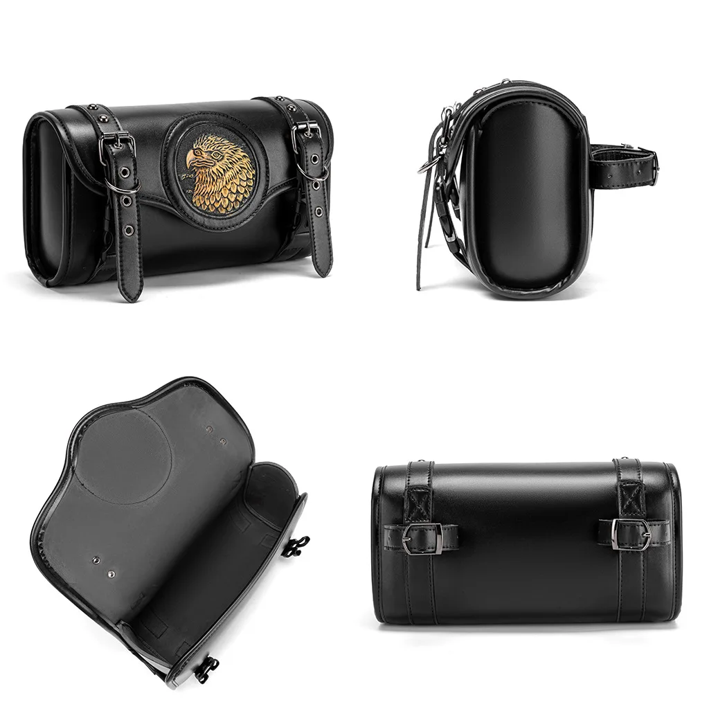 Punk retro style personalized embossed Harley motorcycle front bag PU riding modification equipment