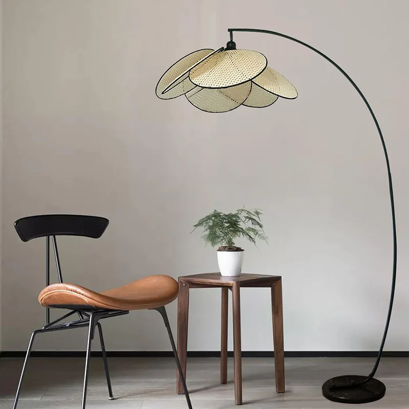 Nowoczesna żyrandol do salonu jadalnia liść siatka wiejska ręcznie robiona Rattan Art Screen lampa wisząca sypialnia Home Decor 110V 240V