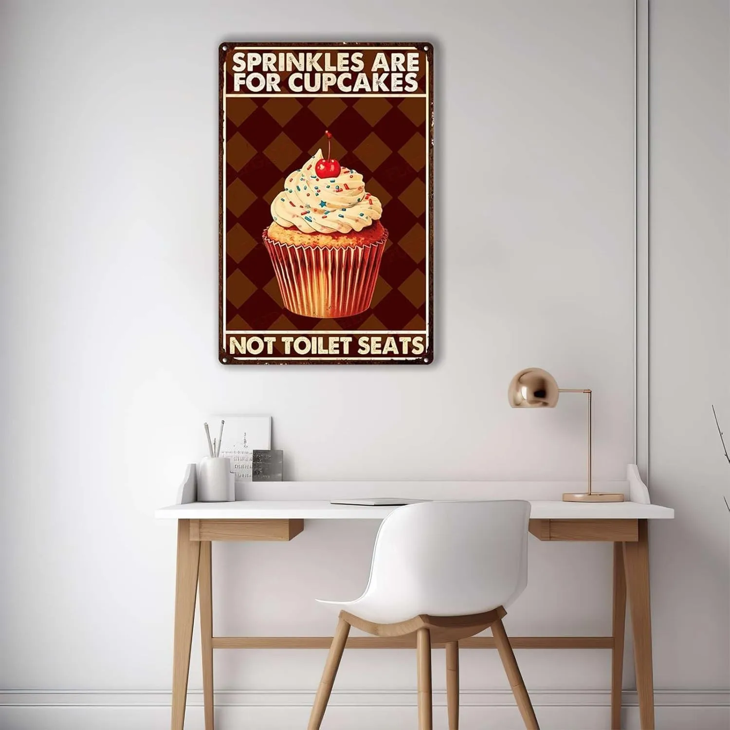 Tin Metal Signs 8x12 Sign Baker sprinkles are for cupcakes not toilet seats Wall