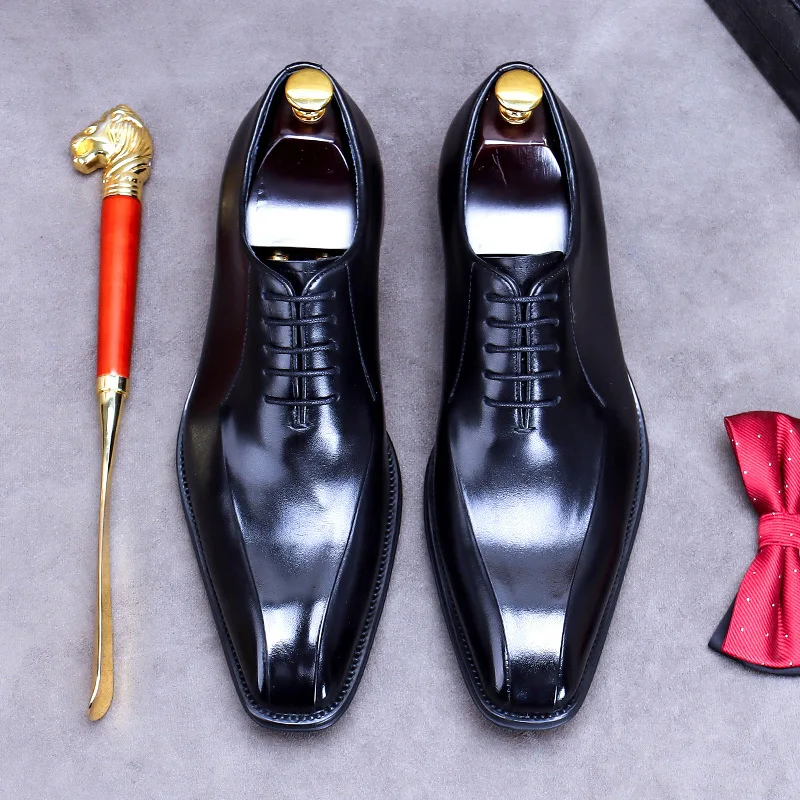 Genuine Leather Business Formal Men\'s Shoes New British Style Soft Cowhide Men\'s Groom\'s Wedding Leather Shoes Men\'s Derby Shoes