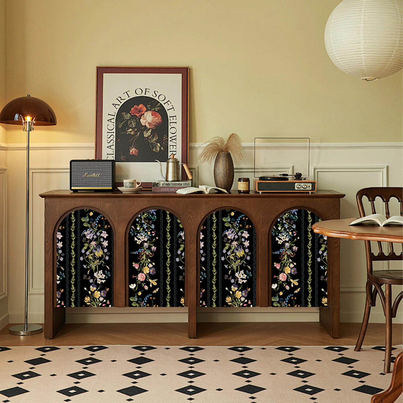 Floral Peel and Stick Wallpaper Removable Furniture Renovation Stickers Waterproof PVC