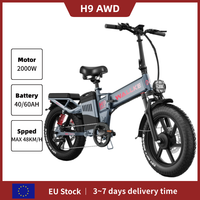 W Wallke H9 AWD Electric Bicycle 2000W 48V 20AH/40AH Battery Folding Electric Bike 20*4.0\