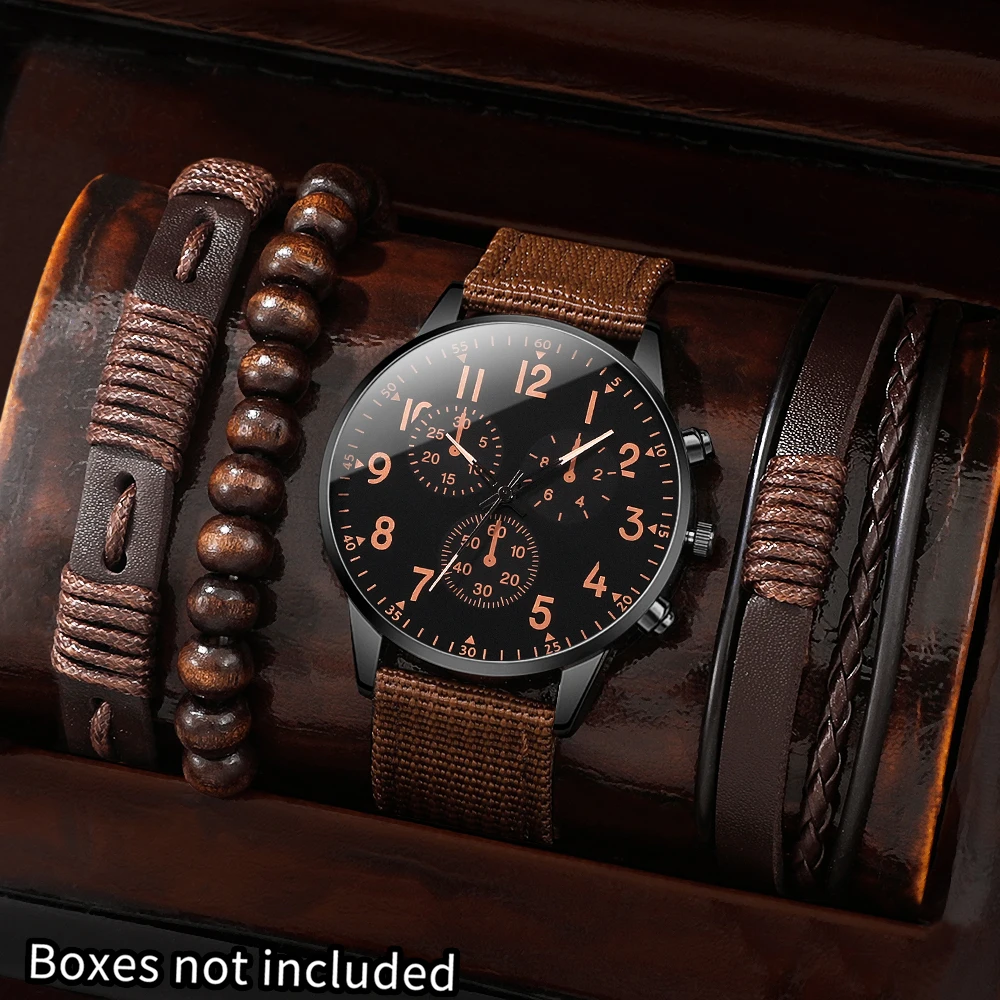 4pcs Men's Watch Set, Capable Versatile, Perfect Gift For Ramadan, Halloween, New Year's Eve, Father's Day