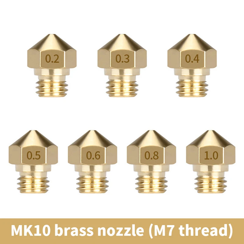 Drukarka 3D Hotend dysza MK10 M7 gwint 0.2/0.3/0.4/0.5/0.6/0.8/1.0mm dla 1.75mm Filament części drukarki 3D zestaw do modernizacji dyszy