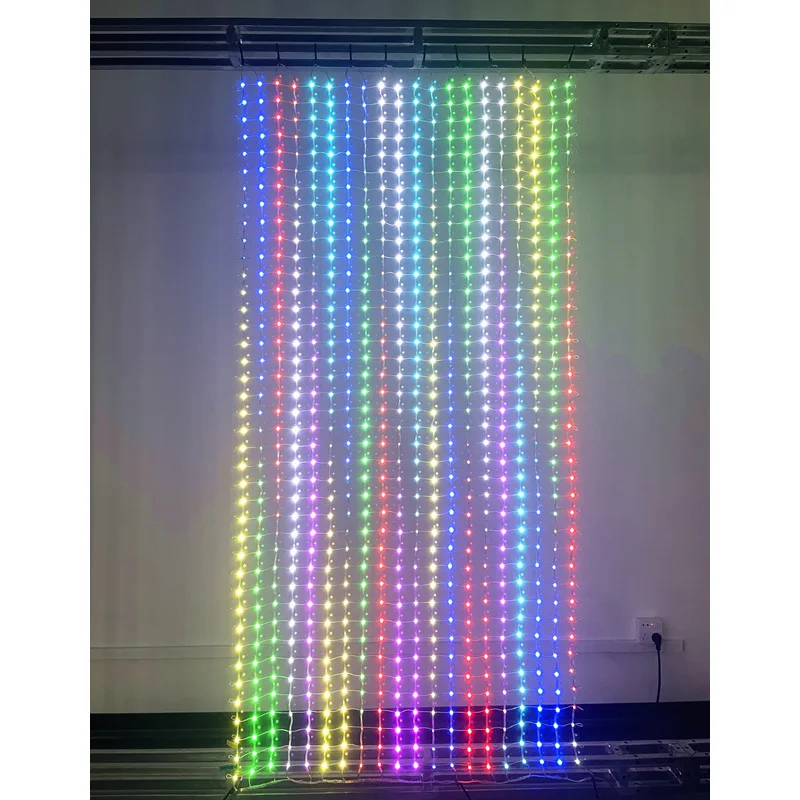 1m*2m DC12V Addressable RGB Smart LED Pebble/Seed Flexible Matrix Grid Screen Lights 50mm Pitch P67 20x40 Pixels Transparent Wir